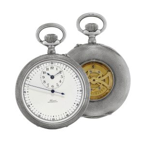 Swiss silver tourbillon lever with center seconds Circa 1905