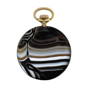 Swiss rose gold and agate open faced keyless lever Circa 1930