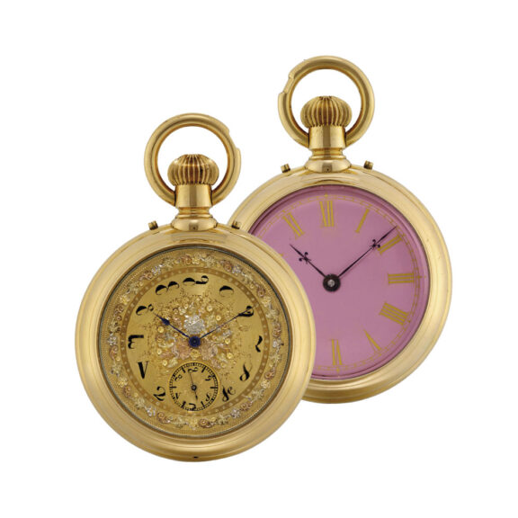 Swiss gold double dialed key less lever watch Circa 1900