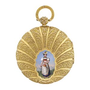 Swiss gold and enamel keywound verge watch Circa 1830