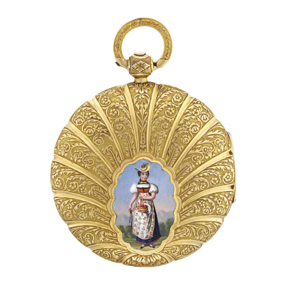 Swiss gold and enamel keywound verge watch Circa 1830