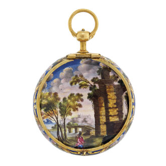 Swiss gold and enamel open faced verge watch Circa 1700
