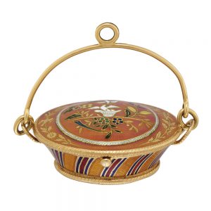 Charming Swiss gold and enamel basket-form watch Circa 1820