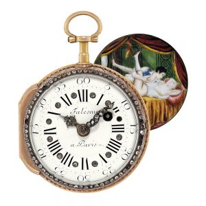 French gold and paste set verge with erotic scene Circa 1780