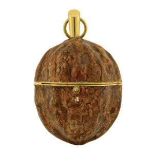 Unusual Swiss gold and enamel walnut-form watch Circa 1840