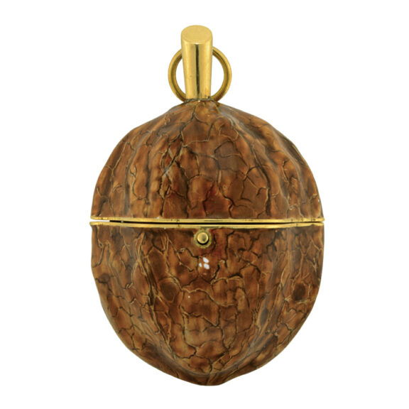 Unusual Swiss gold and enamel walnut-form watch Circa 1840
