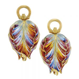 Charming Swiss gold and enamel tulip form watch Circa 1890