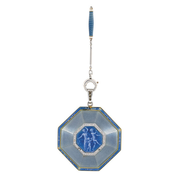 French gold, platinum, enamel, diamond set lever Circa 1910