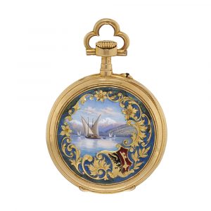 Swiss pink gold and enamel lever pendant watch Circa 1896