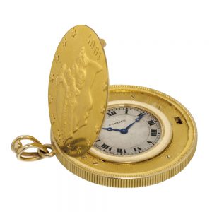 Fine and rare Swiss gold twenty dollar coin watch Circa 1950