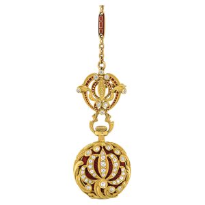 Lever pendant watch with matching pin and chain Circa 1910