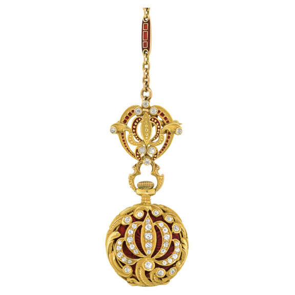 Lever pendant watch with matching pin and chain Circa 1910