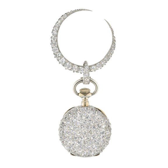 Gold and diamond set pendant watch with brooch Circa 1890