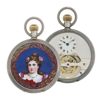 French silver and enamel lever with tourbillon Circa 1900