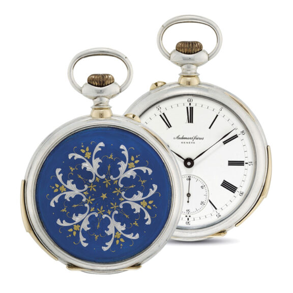 Swiss silver, rose gilt and enamel minute repeater Circa 1900