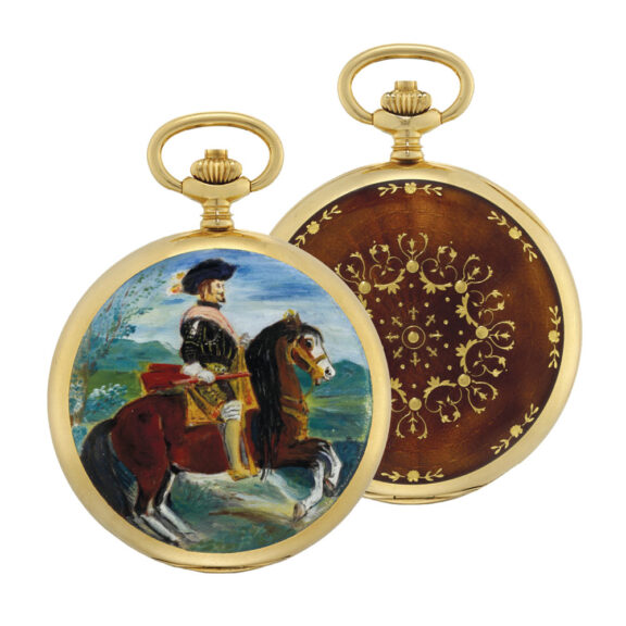 Swiss 18k gold and enamel hunting cased lever Circa 1980