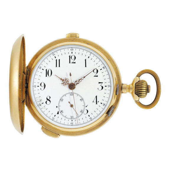 Swiss gold hunting cased repeating chronograph Circa 1915