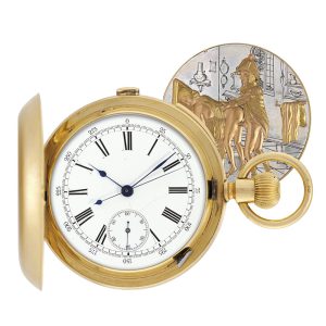 Swiss repeating chronograph with erotic automaton Circa 1890