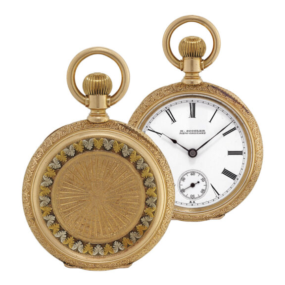 Swiss 18 carat three-coloured gold open faced lever Circa 1883