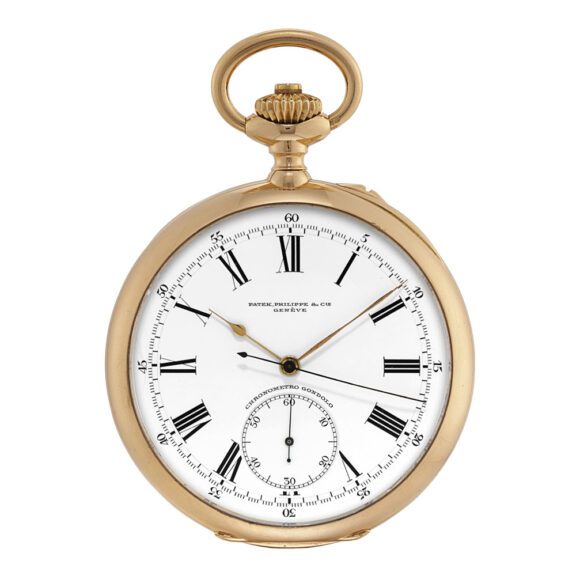 Swiss 18k rose gold open faced chronograph lever Circa 1905