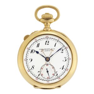 Swiss 18k gold split seconds chronograph lever Circa 1904