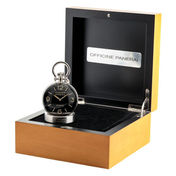 Unusual Italian glass and stainless steel table clock Circa 2014