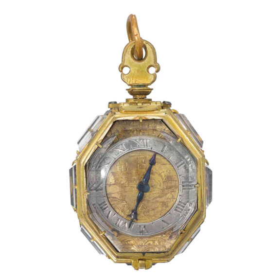 German octagonal rock crystal, gilded brass verge Circa 1620