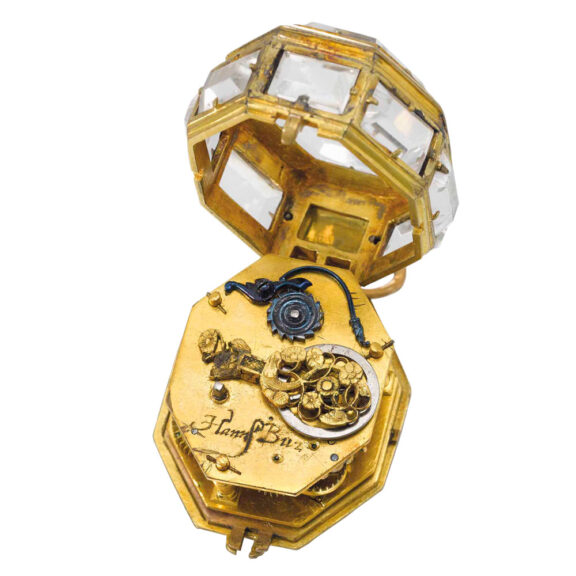 German octagonal rock crystal, gilded brass verge Circa 1620 German octagonal rock crystal, gilded brass verge Circa 1620
