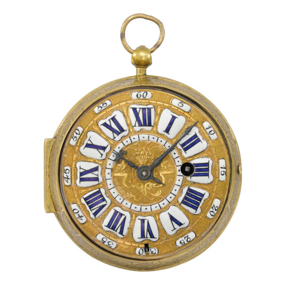 French Louis XIV gilt brass oignon watch Circa 1705 French Louis XIV gilt brass oignon watch Circa 1705