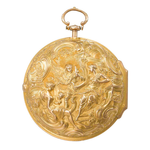 English 18k gold pair cased verge repoussé watch Circa 1755 English 18k gold pair cased verge repoussé watch Circa 1755