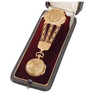 Vari coloured watch with detachable chatelaine Circa 1880