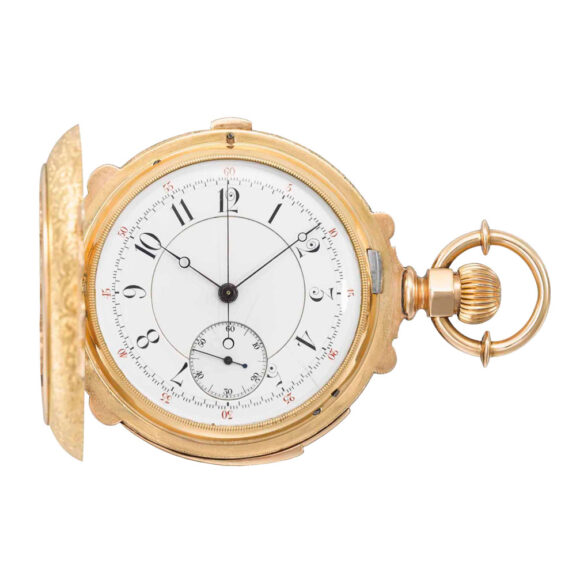 Vari-coloured gold chronograph for the U.S. market Circa 1890 Vari-coloured gold chronograph for the U.S. market Circa 1890