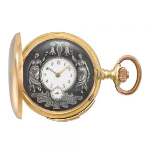 Unusual gold repeater with jacquemart automaton Circa 1909