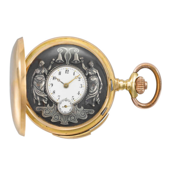 Unusual gold repeater with jacquemart automaton Circa 1909