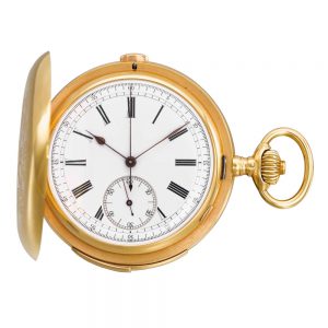 Gold hunting cased repeating lever chronograph Circa 1903