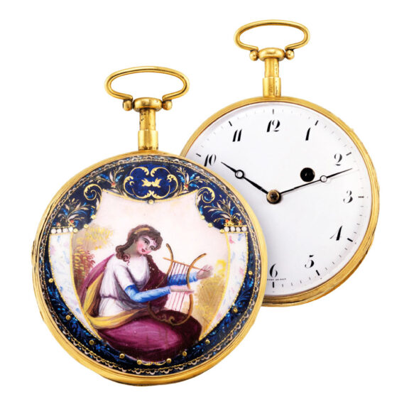 French gold, enamel open faced quarter repeater Circa 1820