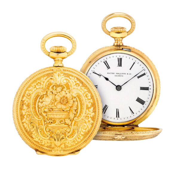 Fine Swiss 18 carat gold hunting cased lever watch Circa 1887