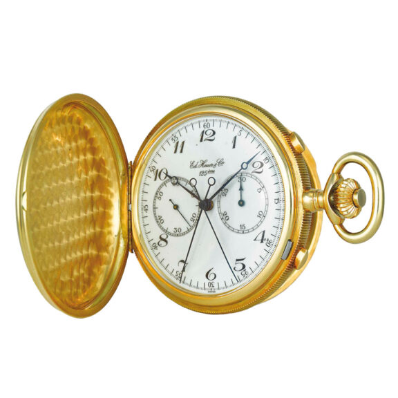 Fine Swiss gold hunting cased split seconds lever Circa 1985