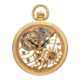 Swiss 18k gold skeletonized keyless lever watch Circa 1991