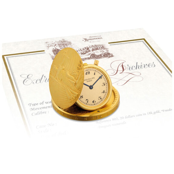 Fine and rare 18K gold Twenty Dollar coin watch Circa 1946 Fine and rare 18K gold Twenty Dollar coin watch Circa 1946