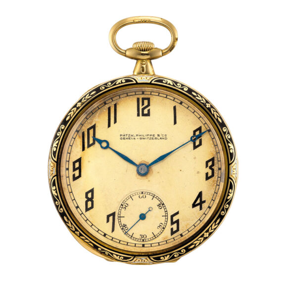 Swiss 18k gold and enamel open faced dress watch Circa 1919