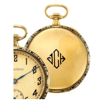 Swiss 18k gold and enamel open faced dress watch Circa 1919