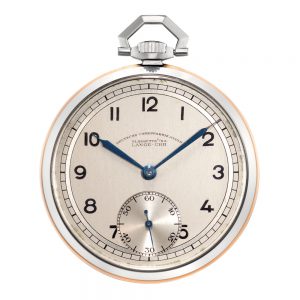 Swiss stainless steel, rose gold open faced lever Circa 1940