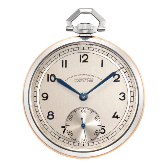 Swiss stainless steel, rose gold open faced lever Circa 1940