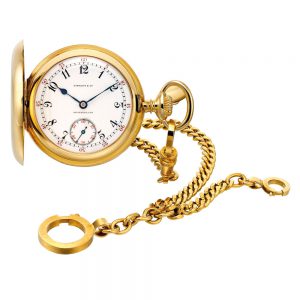 Swiss 18k gold hunting cased lever pendant watch Circa 1908