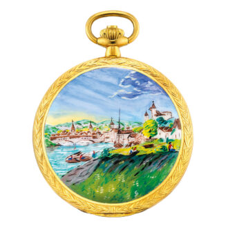 Fine Swiss 18K gold and enamel hunting cased lever Circa 1990