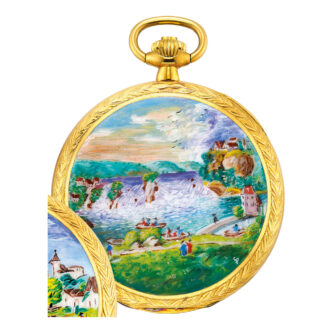 Fine Swiss 18K gold and enamel hunting cased lever Circa 1990
