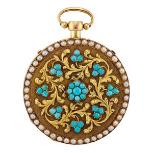 Swiss gold, turquoise and pearl set quarter repeater Circa 1810