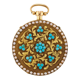 Swiss gold, turquoise and pearl set quarter repeater Circa 1810