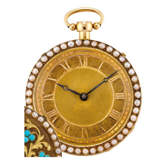 Swiss gold, turquoise and pearl set quarter repeater Circa 1810Swiss gold, turquoise and pearl set quarter repeater Circa 1810